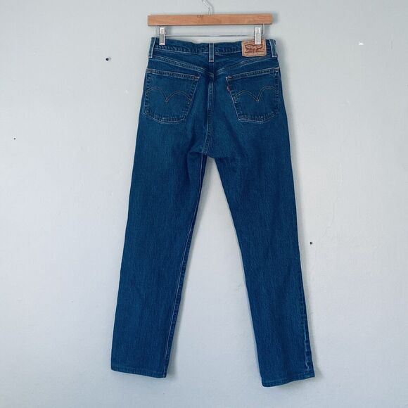 Levis 501 Jeans Size 27X32 Blue Denim Button Fly Classic Casual Western Indie - Picture 2 of 8